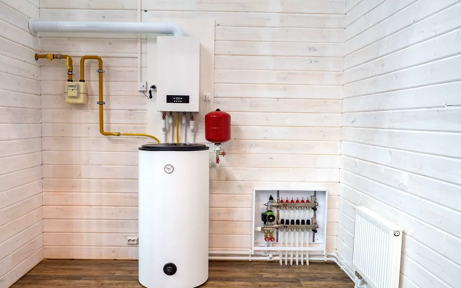 Modern domestic boiler and heating system installation